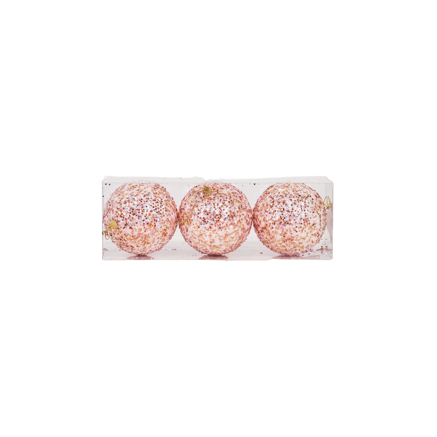 Kersthangers - kerstballen - schuimroze glitter - S3 - 8 cm